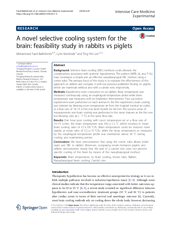(PDF) A novel selective cooling system for the brain: feasibility study ...