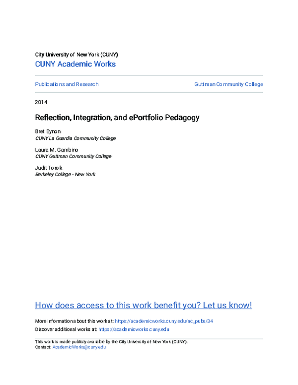 (PDF) Reflection, Integration, and ePortfolio Pedagogy