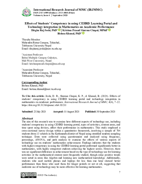 (PDF) Effects of Students' Competency in using CEHRD Learning Portal ...