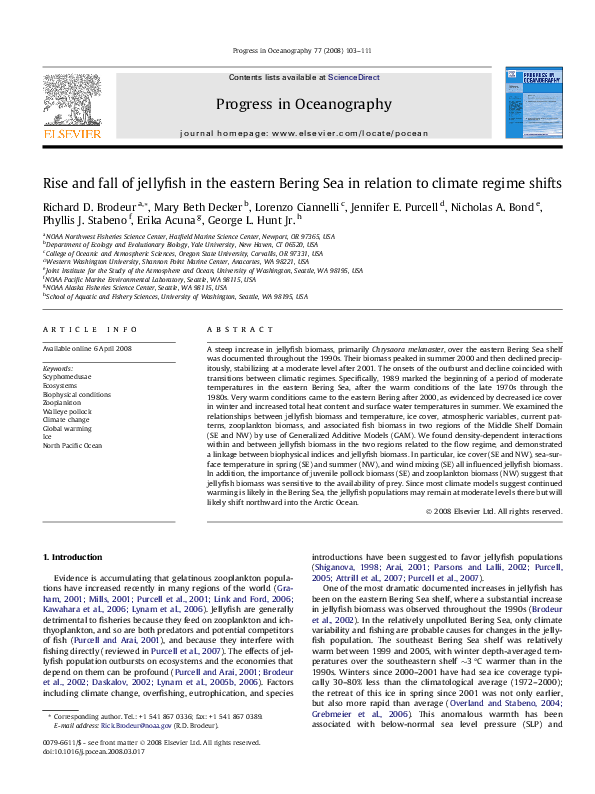 (PDF) Rise and fall of jellyfish in the eastern Bering Sea in relation ...