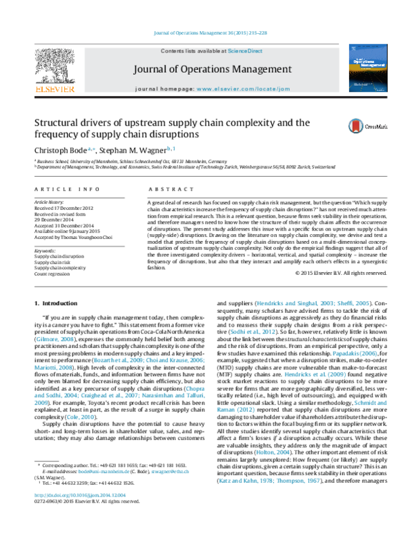 (PDF) Structural drivers of upstream supply chain complexity and the ...