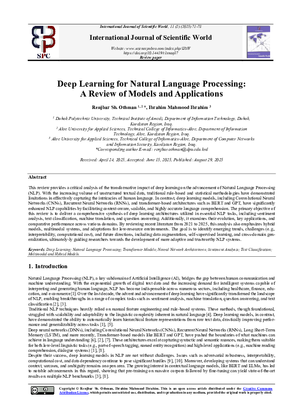 (PDF) Deep Learning for Natural Language Processing: A Review of Models ...