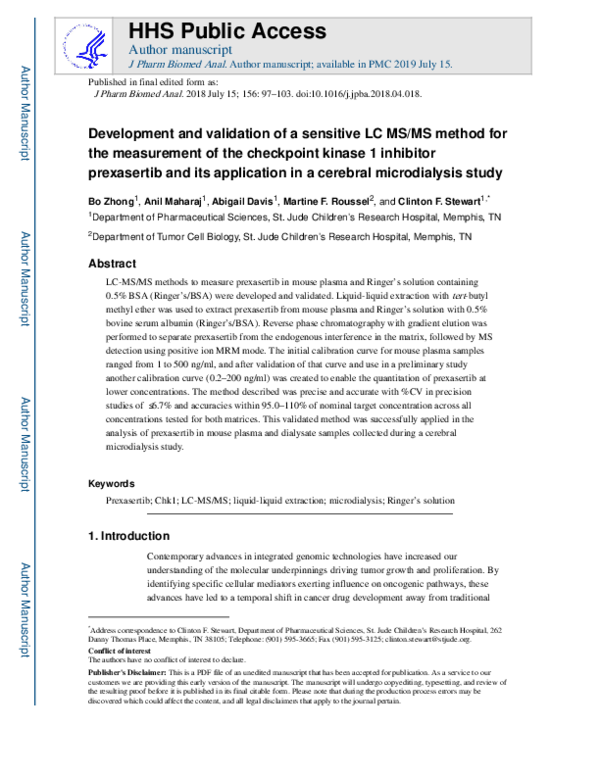 (PDF) Development and validation of a sensitive LC MS/MS method for the ...