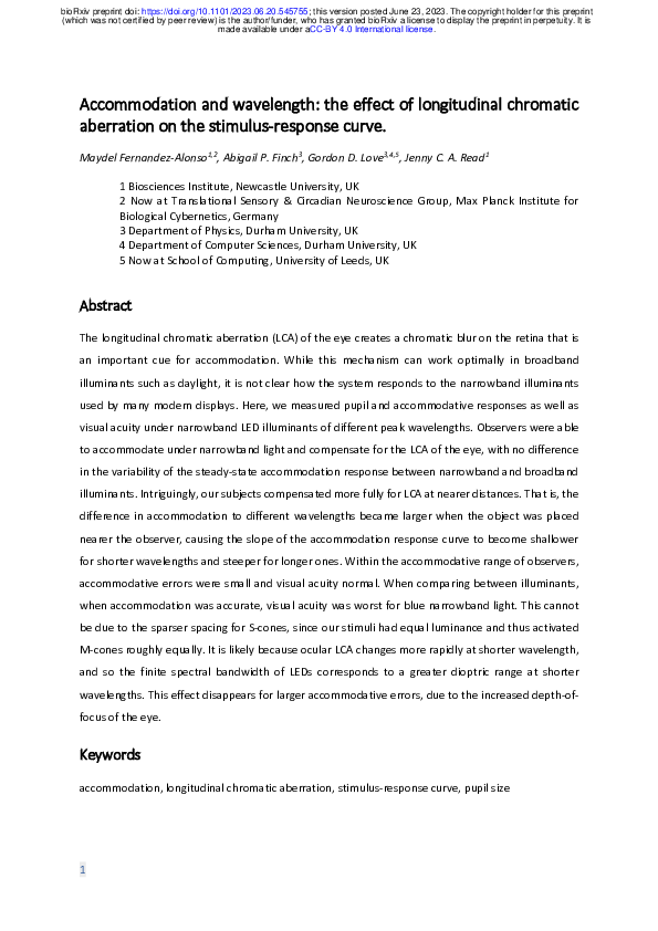 (PDF) Accommodation and wavelength: the effect of longitudinal ...