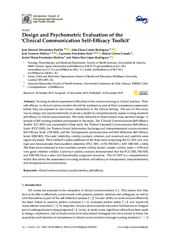 (PDF) Design and Psychometric Evaluation of the ‘Clinical Communication ...