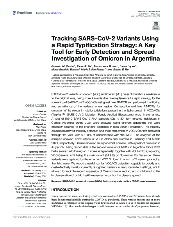 (PDF) Tracking SARS-CoV-2 Variants Using a Rapid Typification Strategy ...