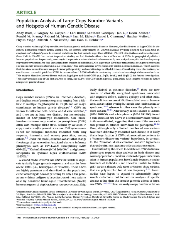 (PDF) Population Analysis of Large Copy Number Variants and Hotspots of ...