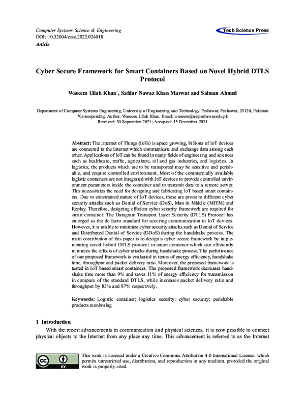 (PDF) Cyber Secure Framework for Smart Containers Based on Novel Hybrid ...
