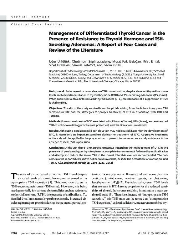 (PDF) Management of Differentiated Thyroid Cancer in the Presence of ...