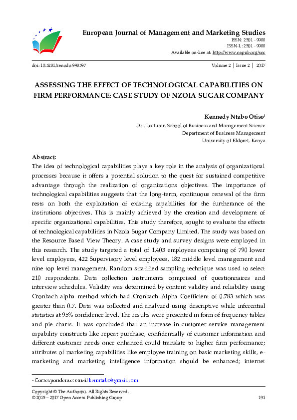 (PDF) Assessing the Effect of Technological Capabilities on Firm ...