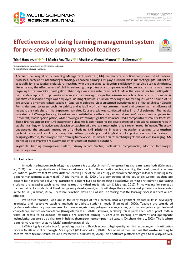 (PDF) Effectiveness of Using Learning Management System For Pre-service ...