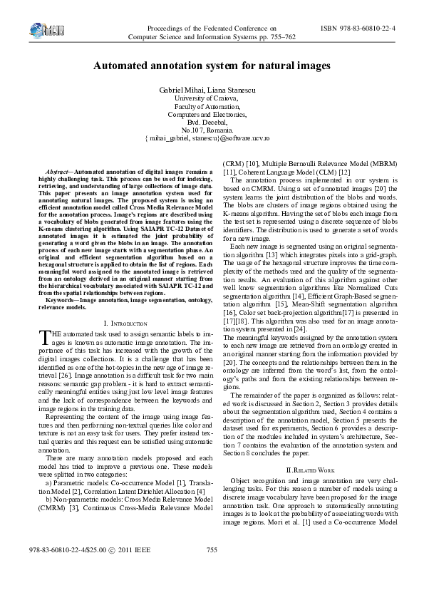 (PDF) Automated annotation system for natural images
