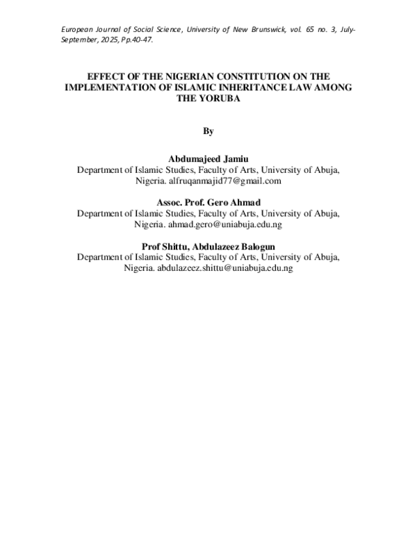 (PDF) EFFECT OF THE NIGERIAN CONSTITUTION ON THE IMPLEMENTATION OF ...