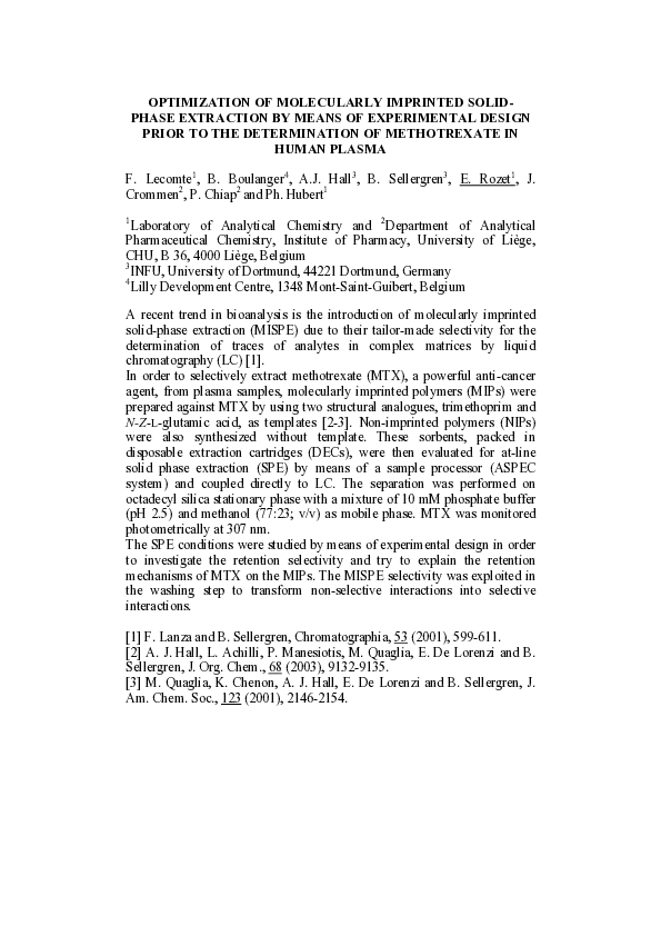 (PDF) Optimization of Molecularly Imprinted Solid-Phase Extraction by ...