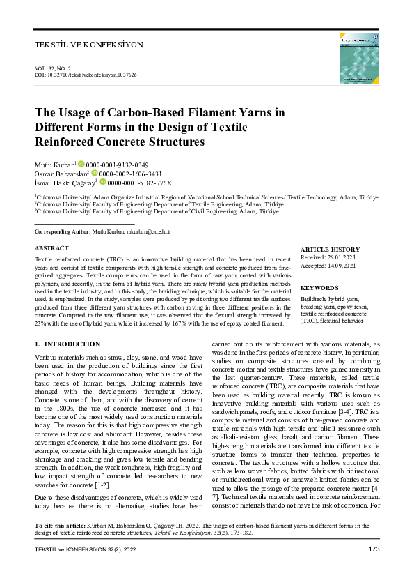 (PDF) The Usage of Carbon-Based Filament Yarns in Different Forms in ...