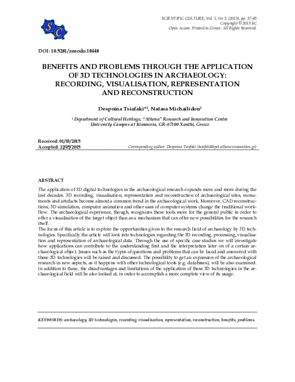 (PDF) Benefits and Problems Through the Application of 3D Technologies ...