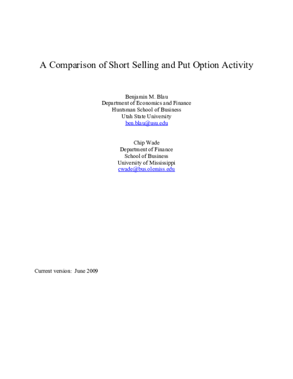 (PDF) A comparison of short selling and put option activity