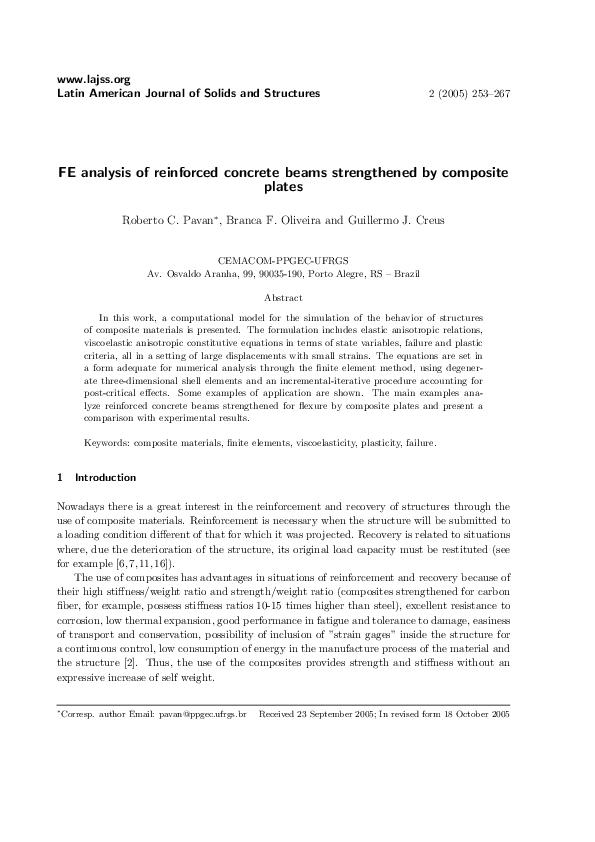 (PDF) Fe Analysis of Reinforced Concrete Beams Strengthened by ...