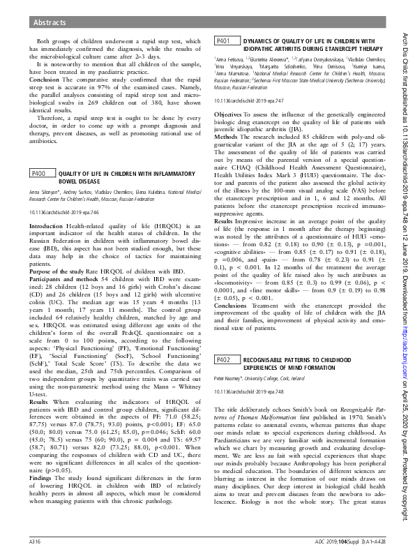 (PDF) P402 Recognisable patterns to childhood experiences of mind formation