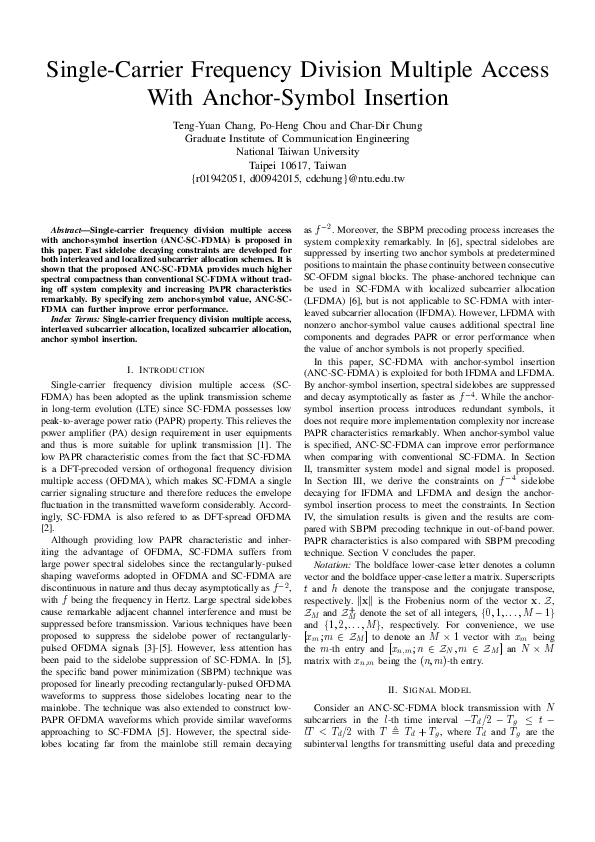 (PDF) Single-Carrier Frequency Division Multiple Access With Anchor ...
