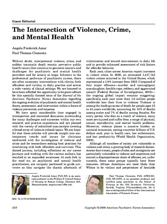 (PDF) The Intersection of Violence, Crime, and Mental Health