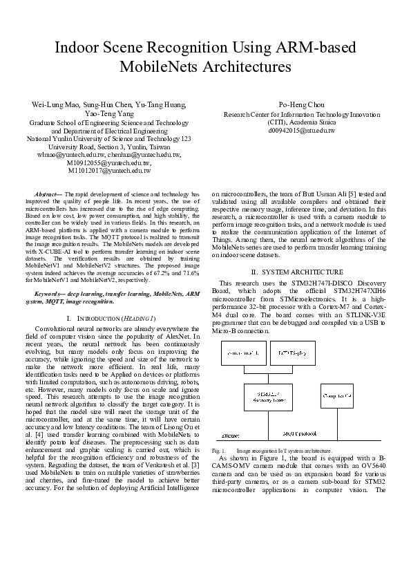 (PDF) Indoor Scene Recognition Using ARM-based MobileNets Architectures
