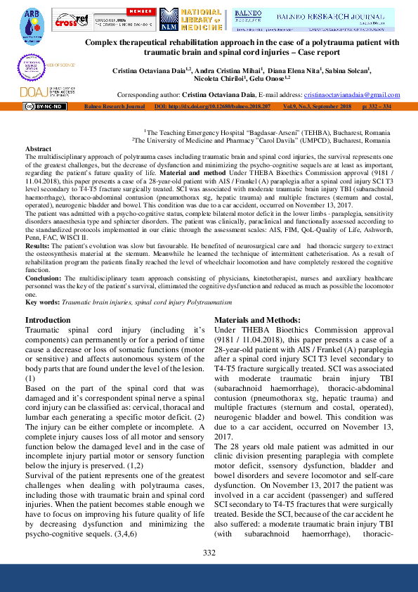 (PDF) Complex therapeutical rehabilitation approach in the case of a ...