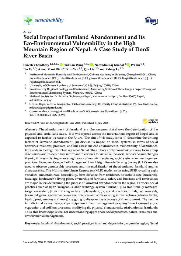 (PDF) Social Impact of Farmland Abandonment and Its Eco-Environmental ...