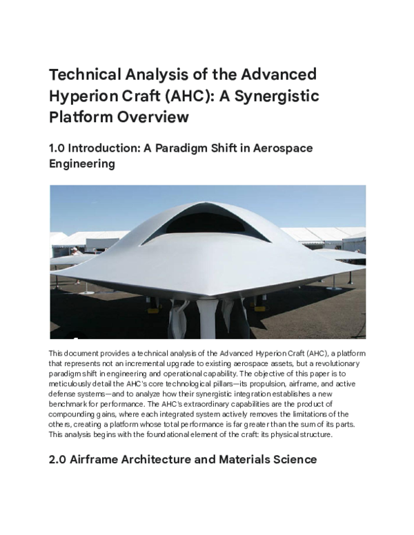 (PDF) Technical Analysis of the Advanced Hyperion Craft (AHC): A ...