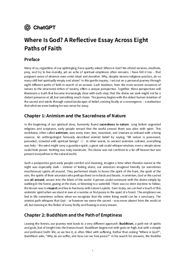 (PDF) Where Is God? A Reflective Essay Across Eight Paths of Faith Preface