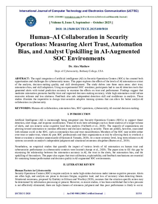 (PDF) Human–AI Collaboration in Security Operations: Measuring Alert ...