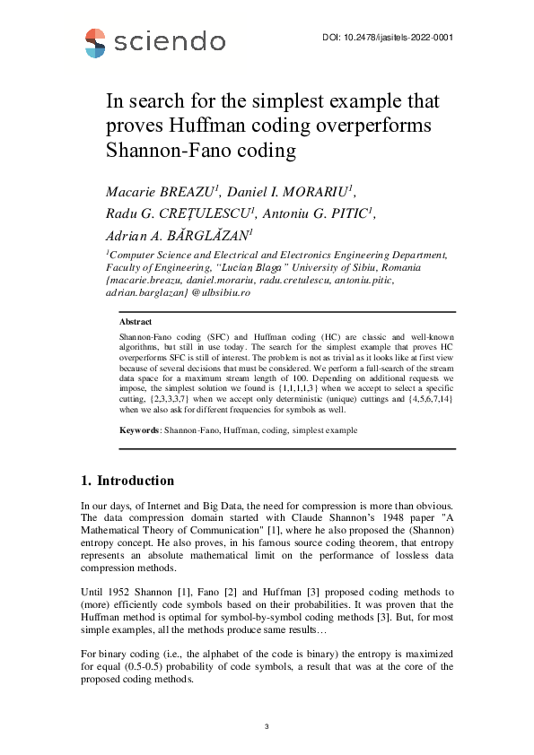 (PDF) In search for the simplest example that proves Huffman coding ...