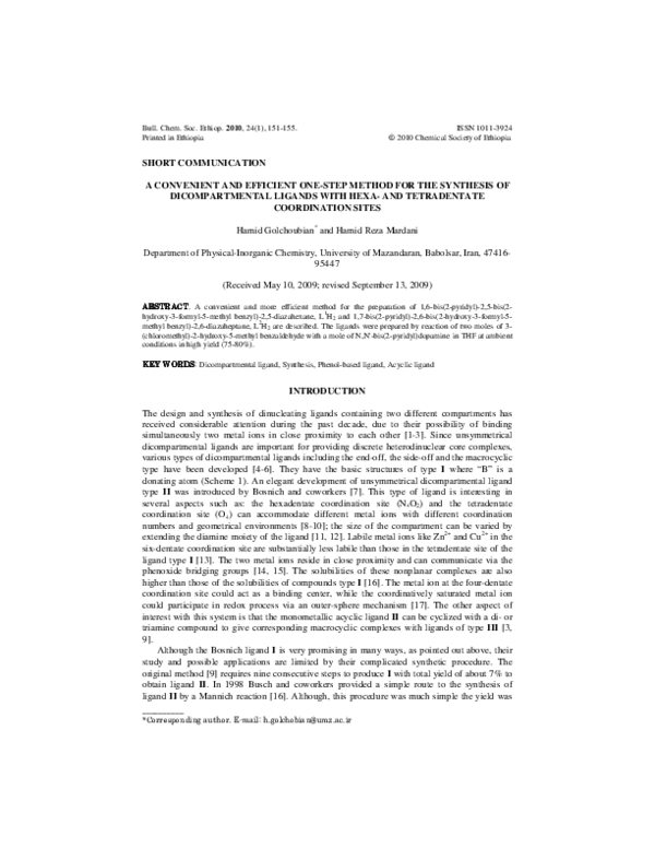 (PDF) A convenient and efficient one-step method for the synthesis of ...