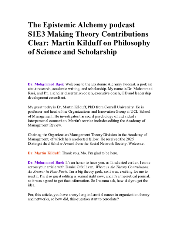 (PDF) The Epistemic Alchemy podcast S2E3 Making Theory Contributions ...