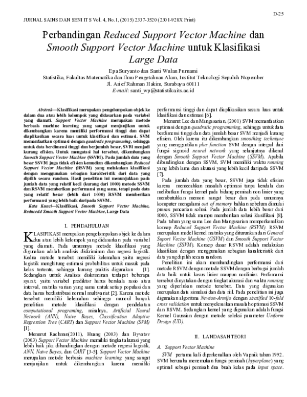 (PDF) Perbandingan Reduced Support Vector Machine dan Smooth Support ...