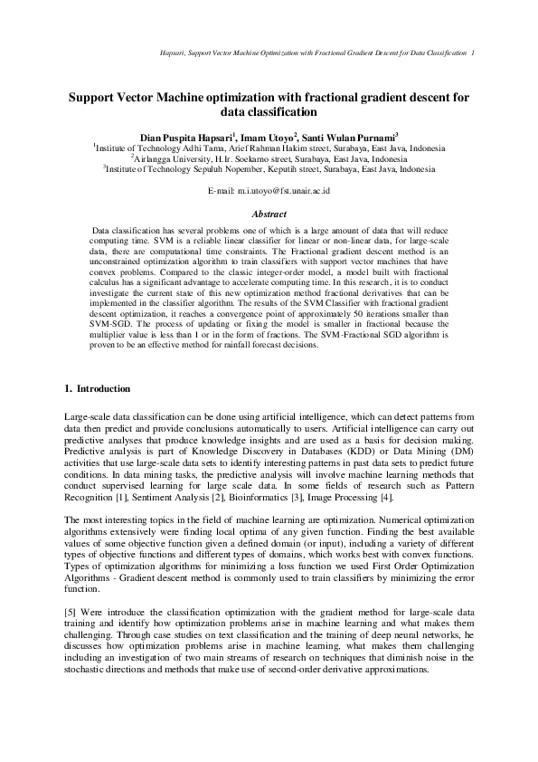 (PDF) Support Vector Machine optimization with fractional gradient ...