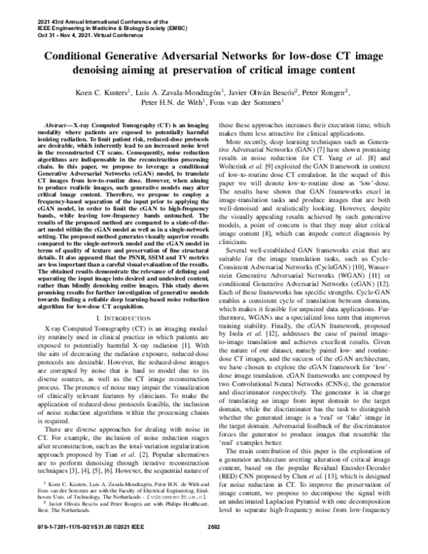 (PDF) Conditional Generative Adversarial Networks for low-dose CT image ...