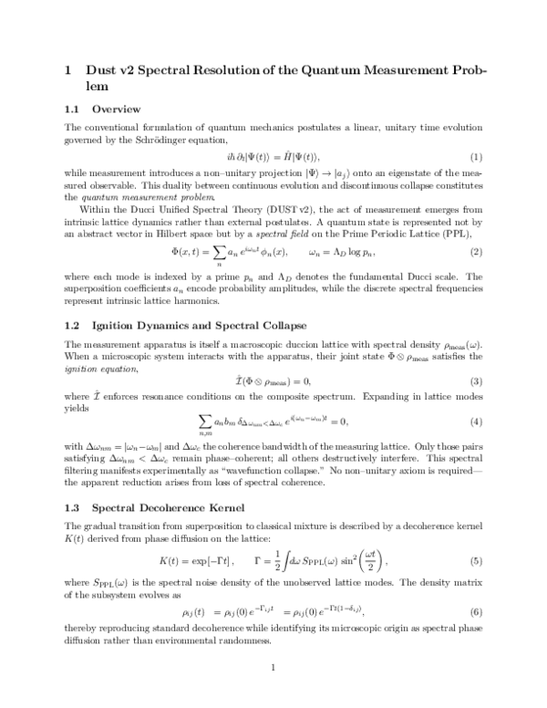 (PDF) Dust v2 Spectral Resolution of the Quantum Measurement Problem