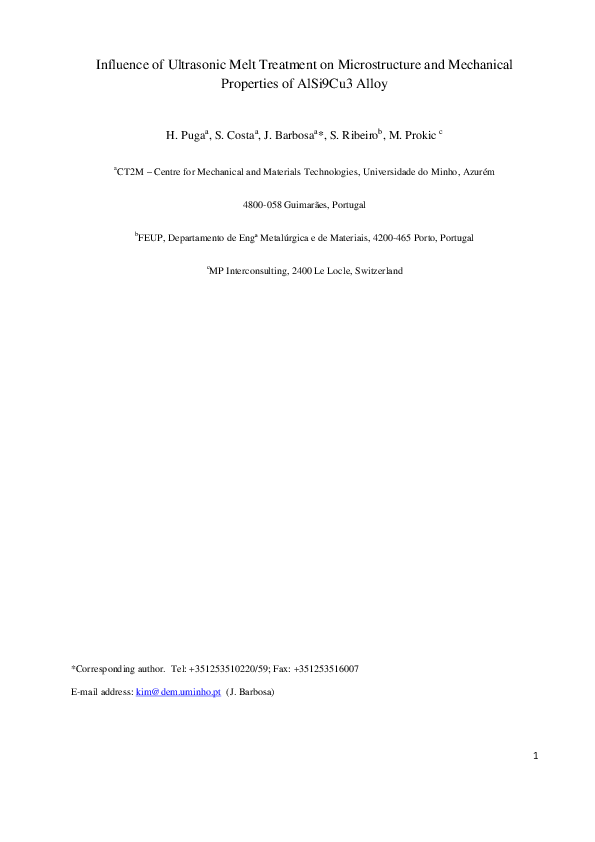 (PDF) Influence of ultrasonic melt treatment on microstructure and ...