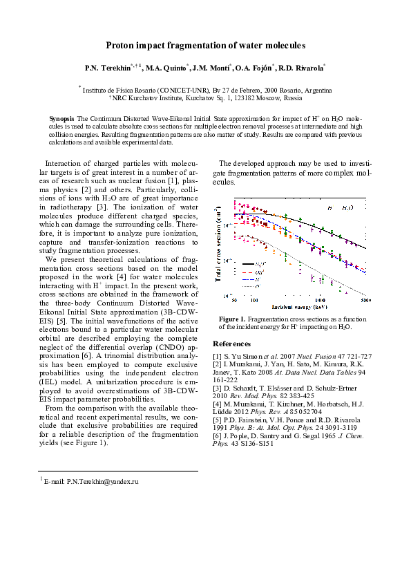 (PDF) Proton impact fragmentation of water molecules