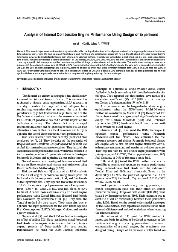 (PDF) Analysis of Internal Combustion Engine Performance Using Design ...