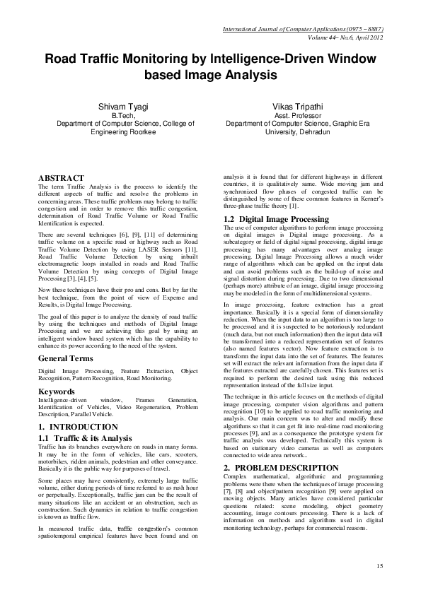 (PDF) Road Traffic Monitoring by intelligence-driven window based image ...
