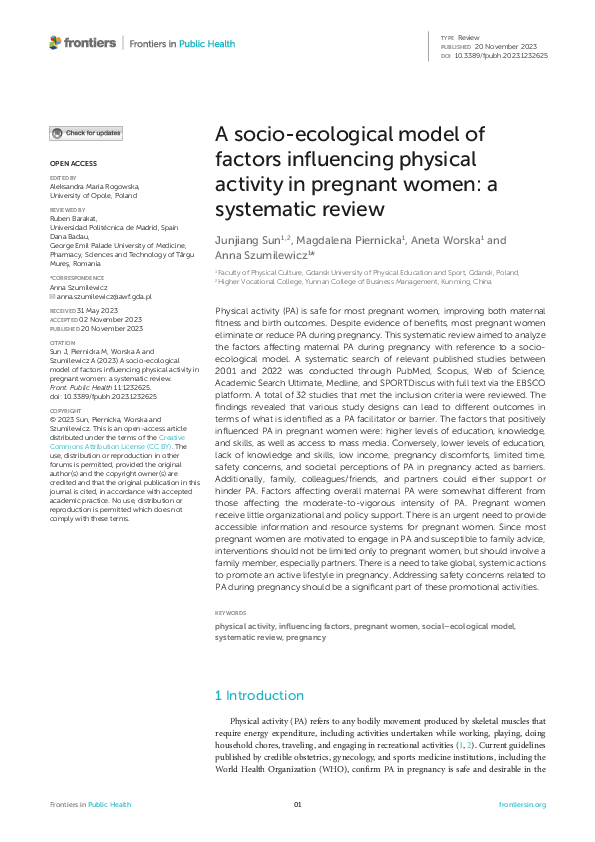 (PDF) A socio-ecological model of factors influencing physical activity ...