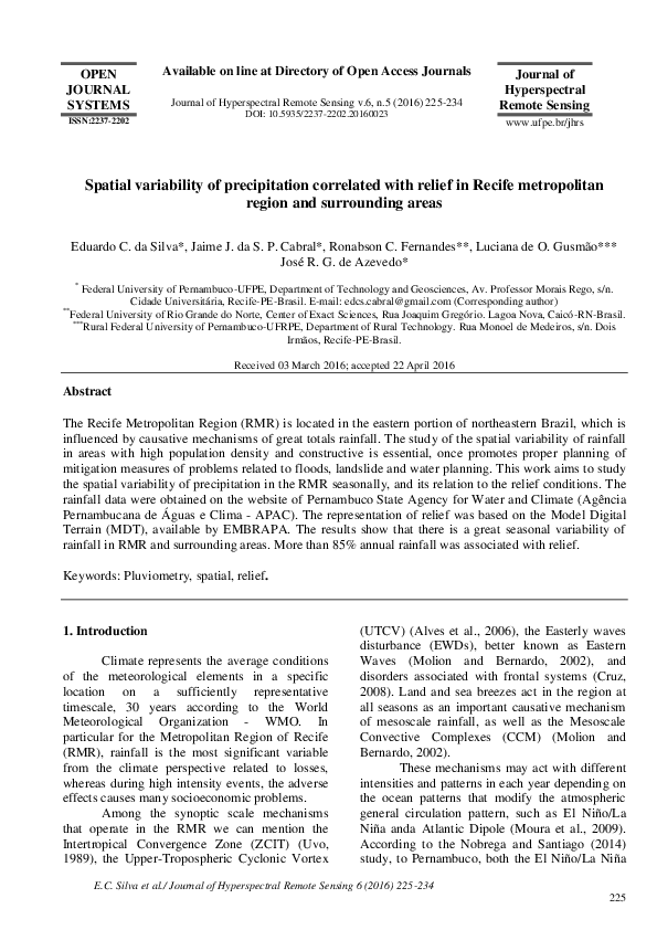 (PDF) Spatial variability of precipitation correlated with relief in ...