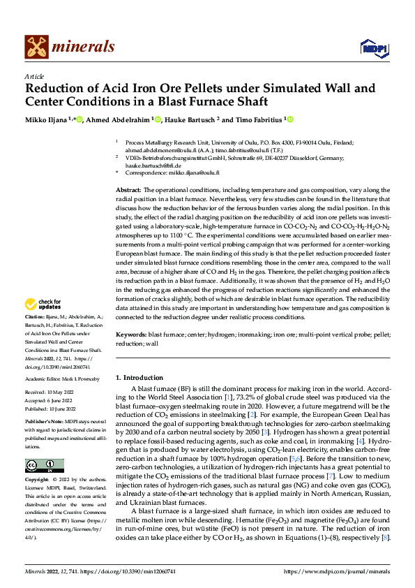 (PDF) Reduction of Acid Iron Ore Pellets under Simulated Wall and ...