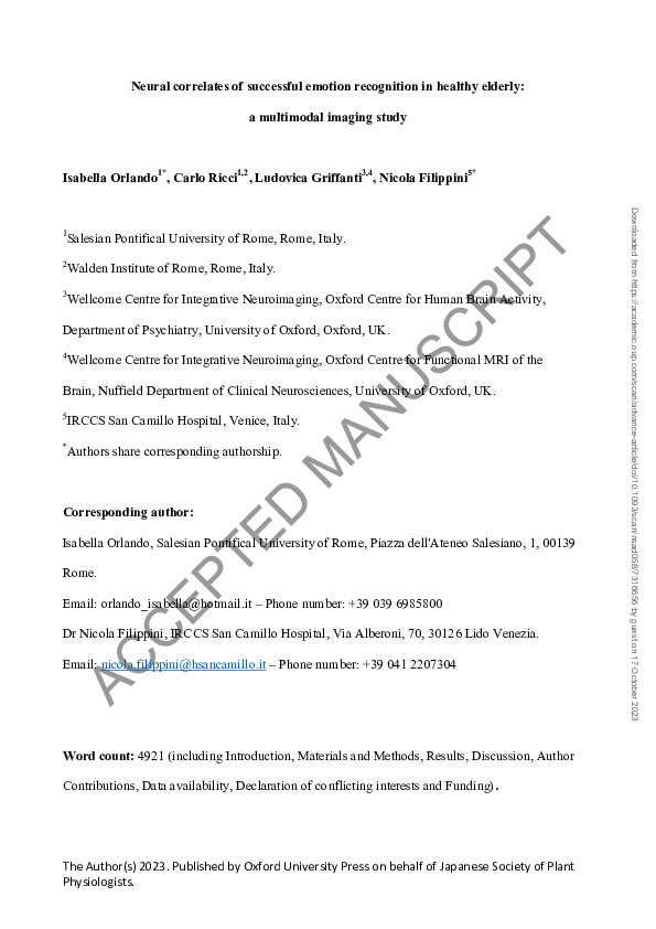 (PDF) Neural correlates of successful emotion recognition in healthy ...
