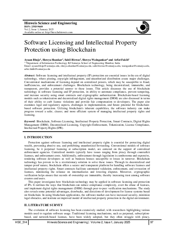 (PDF) Software Licensing and Intellectual Property Protection using ...