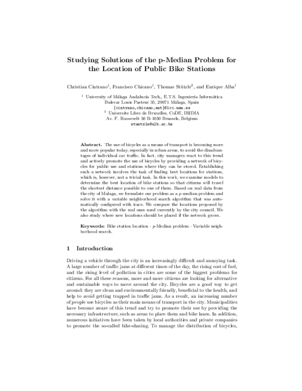 (PDF) Studying Solutions of the p-Median Problem for the Location of ...