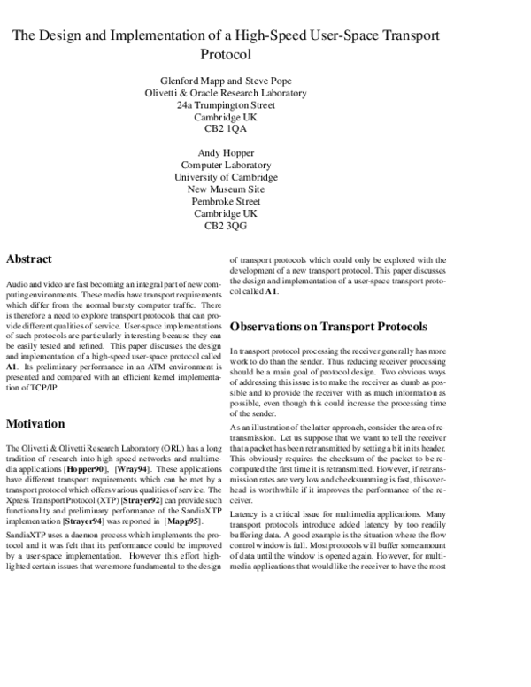 (PDF) The design and implementation of a high-speed user-space ...