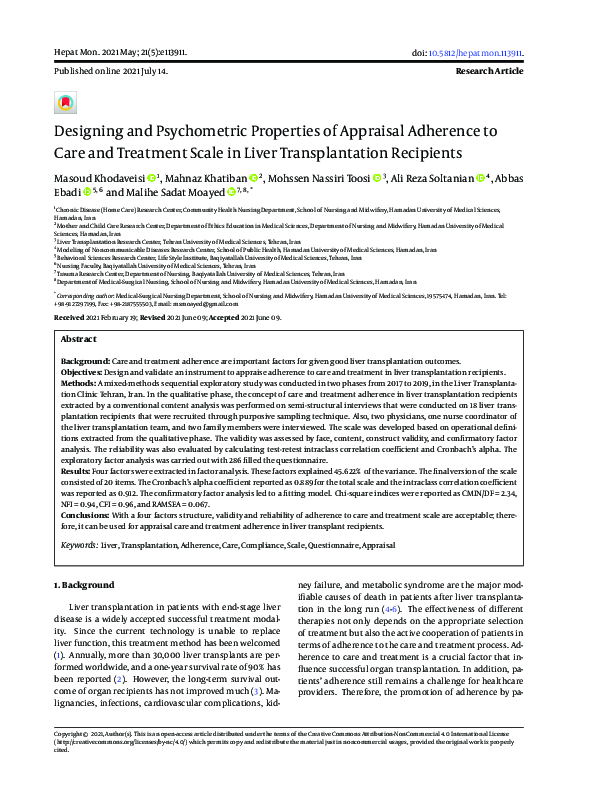 (PDF) Designing and Psychometric Properties of Appraisal Adherence to ...